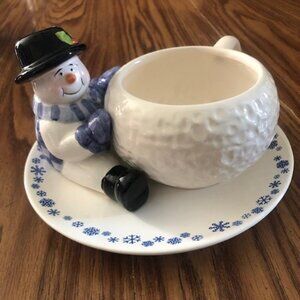 Dolomite Snowman Plate With Snowball Mug Set